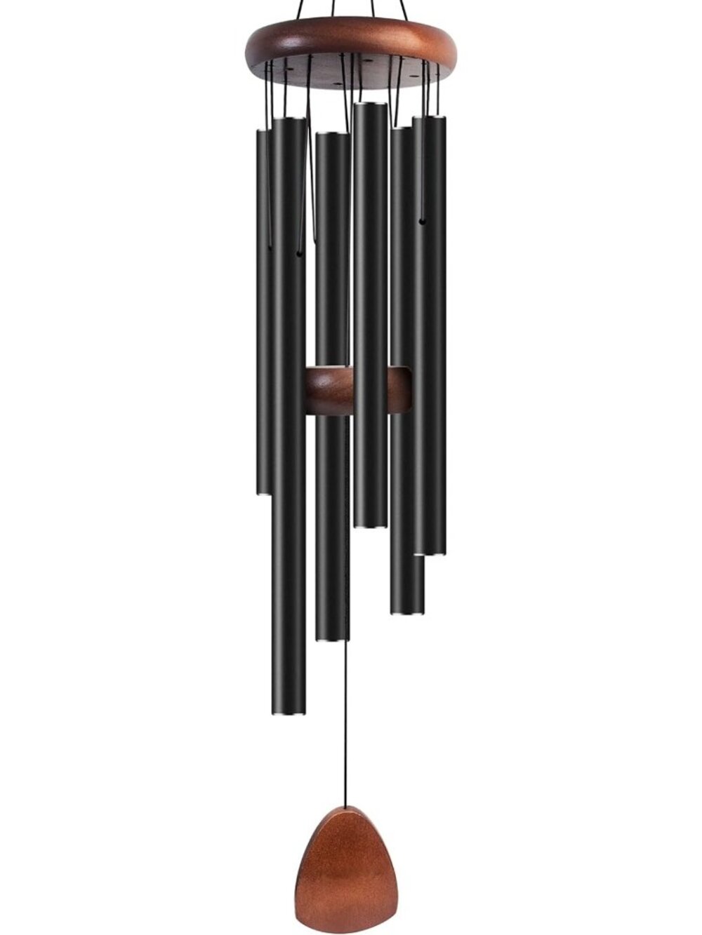 37" Black Aluminum Wind Chimes for Outdoor Zen Decor | Perfect Patio Gift